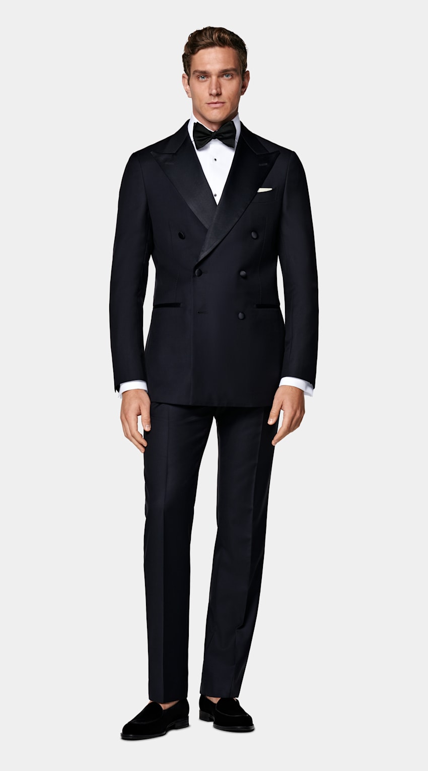 SUITSUPPLY All Season Pure S110's Wool by Vitale Barberis Canonico, Italy Navy Tailored Fit Havana Dinner Jacket