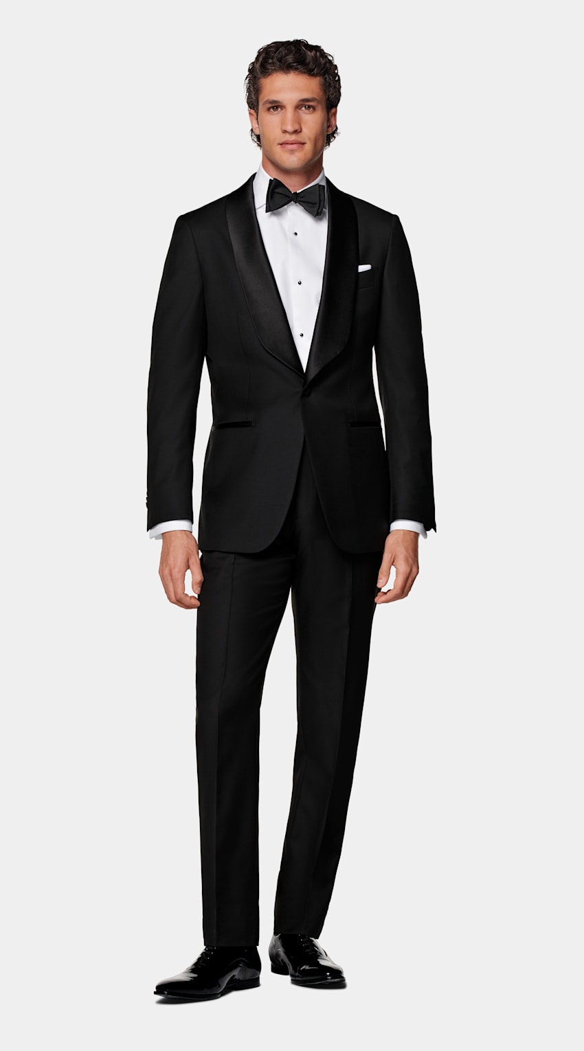 SUITSUPPLY All Season Pure S110's Wool by Vitale Barberis Canonico, Italy Black Tailored Fit Havana Dinner Jacket