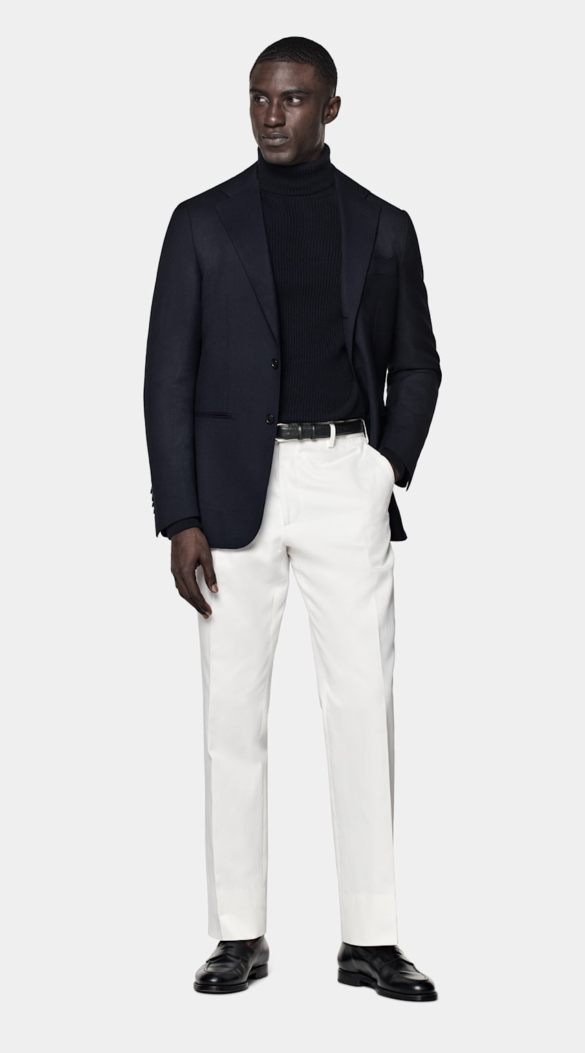 SUITSUPPLY All Season Pure Wool by Reda, Italy Navy Tailored Fit Havana Blazer