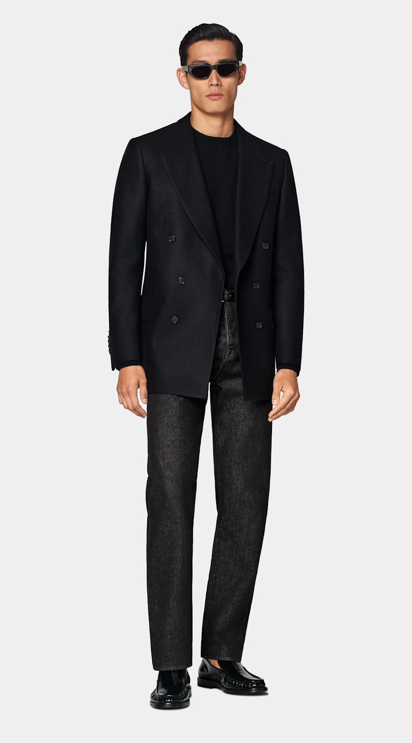 SUITSUPPLY Winter Wool Cashmere by E.Thomas, Italy Black Tailored Fit Milano Blazer