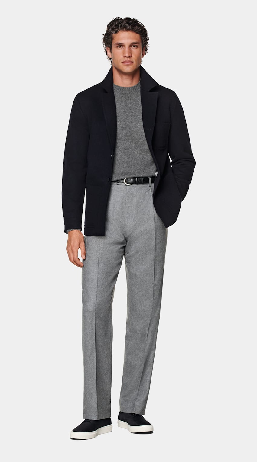 SUITSUPPLY Winter Pure Wool Navy Relaxed Fit Shirt-Jacket