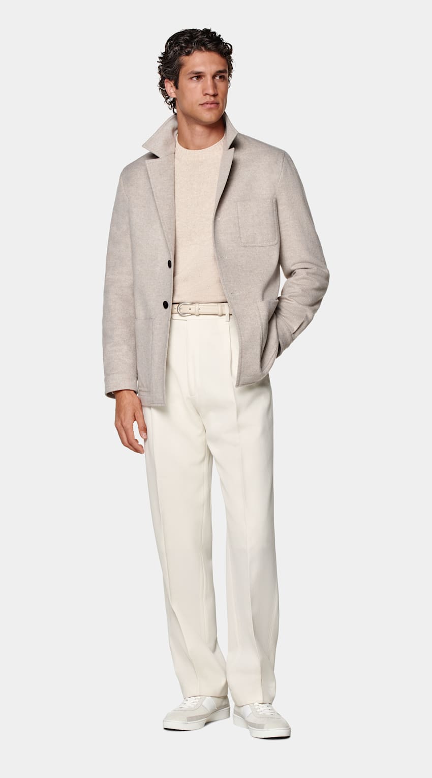 SUITSUPPLY Winter Pure Schurwolle Hemd-Sakko sand Relaxed Fit