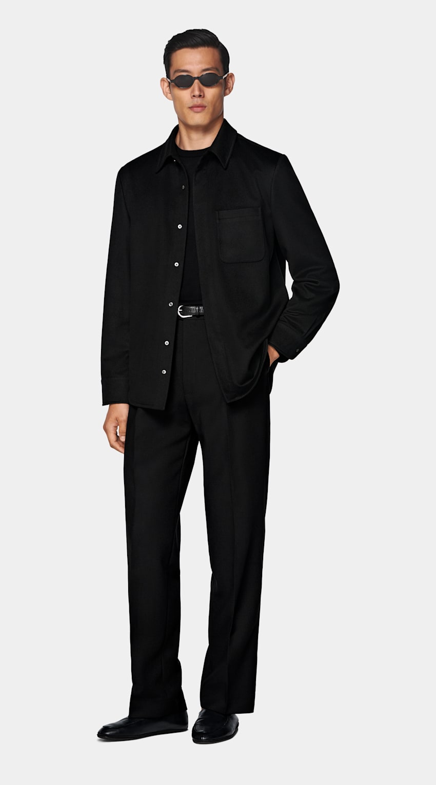 SUITSUPPLY Inverno Puro cashmere - Colombo, Italia Overshirt nera relaxed fit