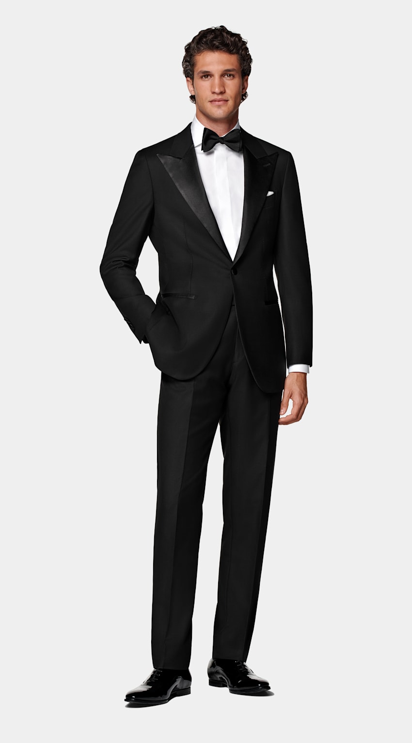 SUITSUPPLY All season Pure S110er Schurwolle by Vitale Barberis Canonico, Italien Havana Dinner Jacket schwarz Tailored Fit