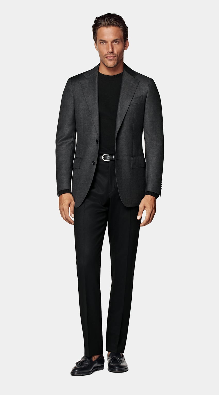 Dark Grey Tailored Fit Havana Suit Jacket