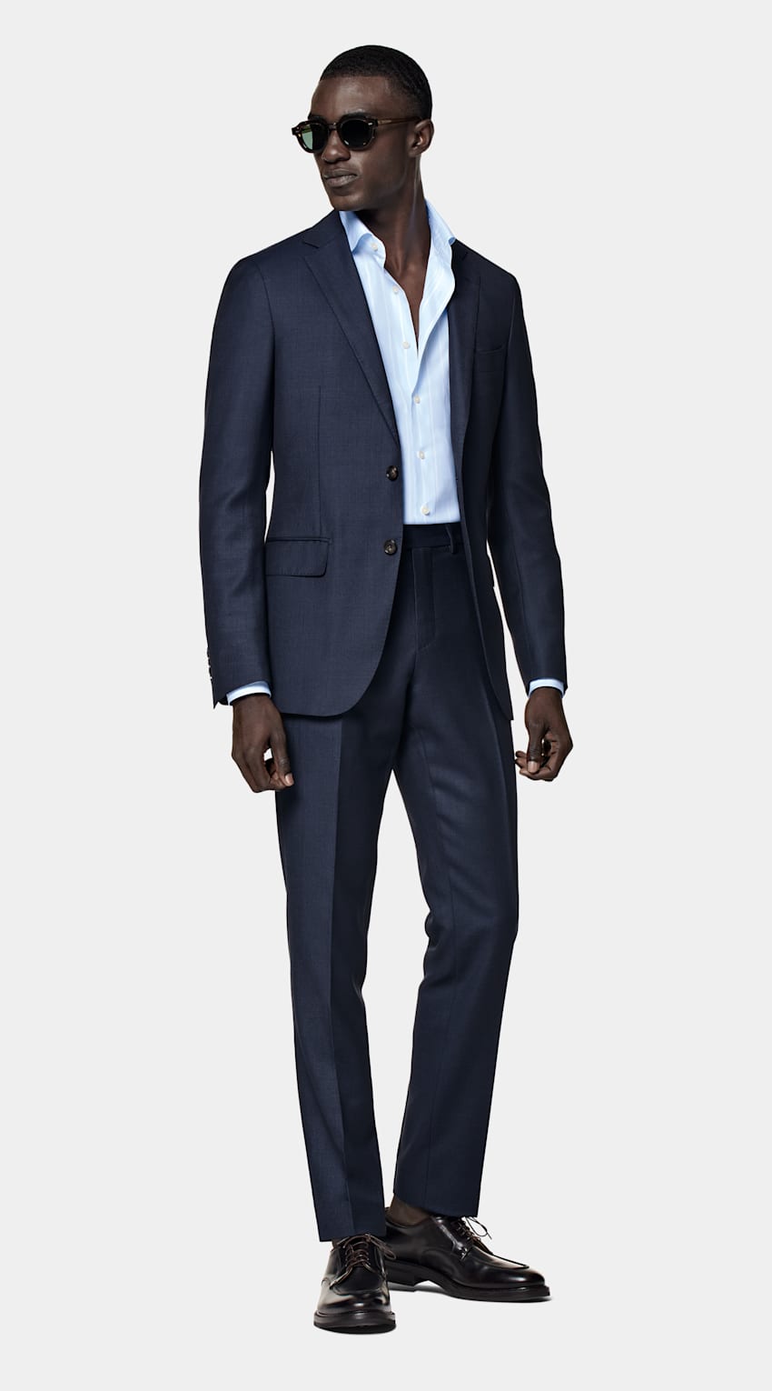 SUITSUPPLY Pure S130's Wool by Vitale Barberis Canonico, Italy Navy Bird's Eye Sienna Suit Jacket