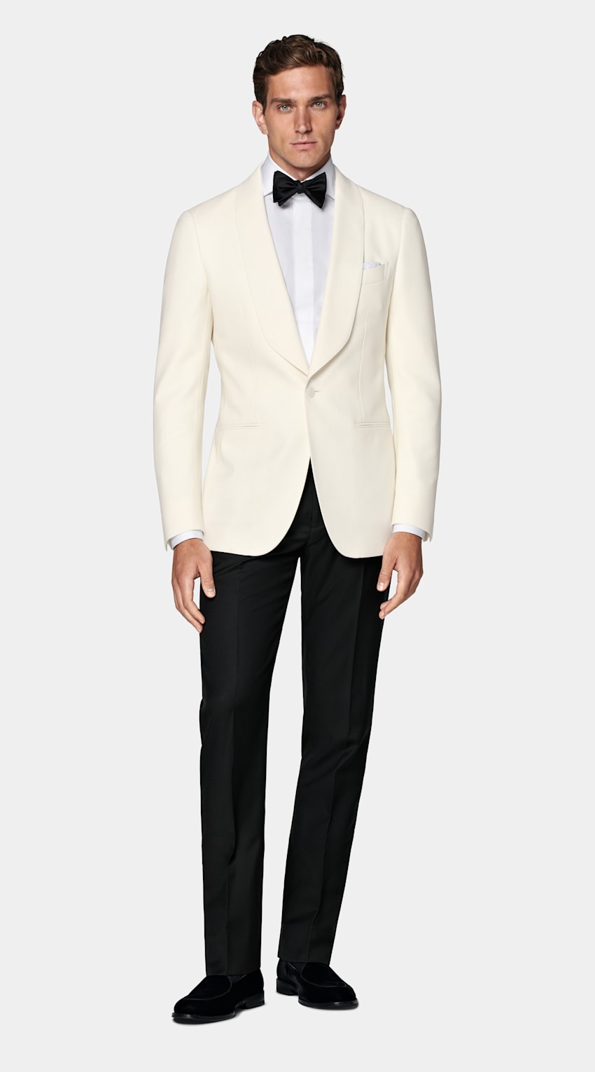 White dinner jacket used top