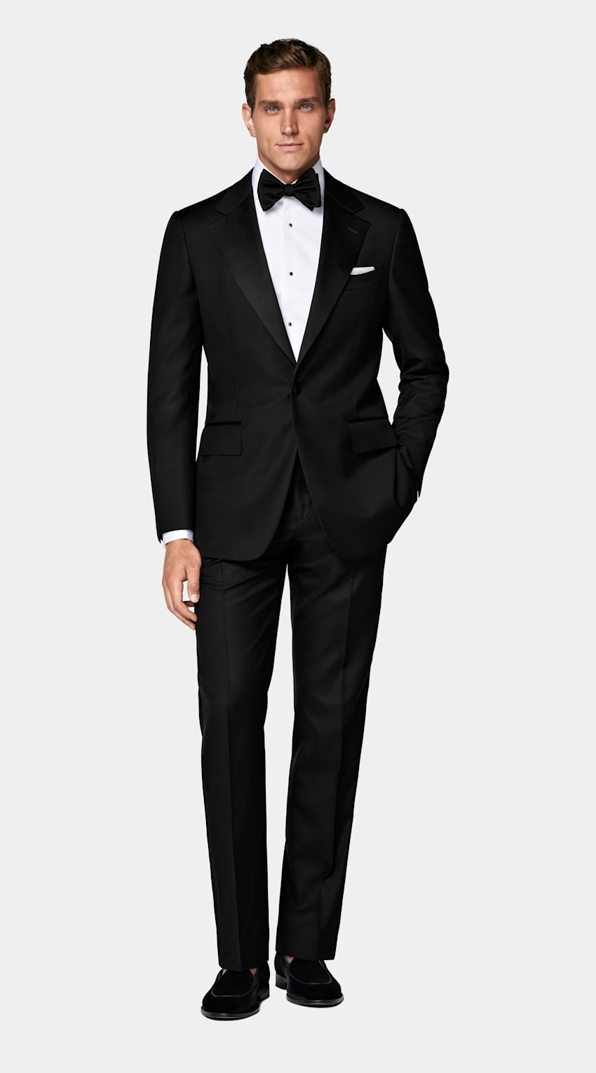 SUITSUPPLY All Season Pura lana S110s de Vitale Barberis Canonico, Italia Blazer de esmoquin Milano negro corte Tailored