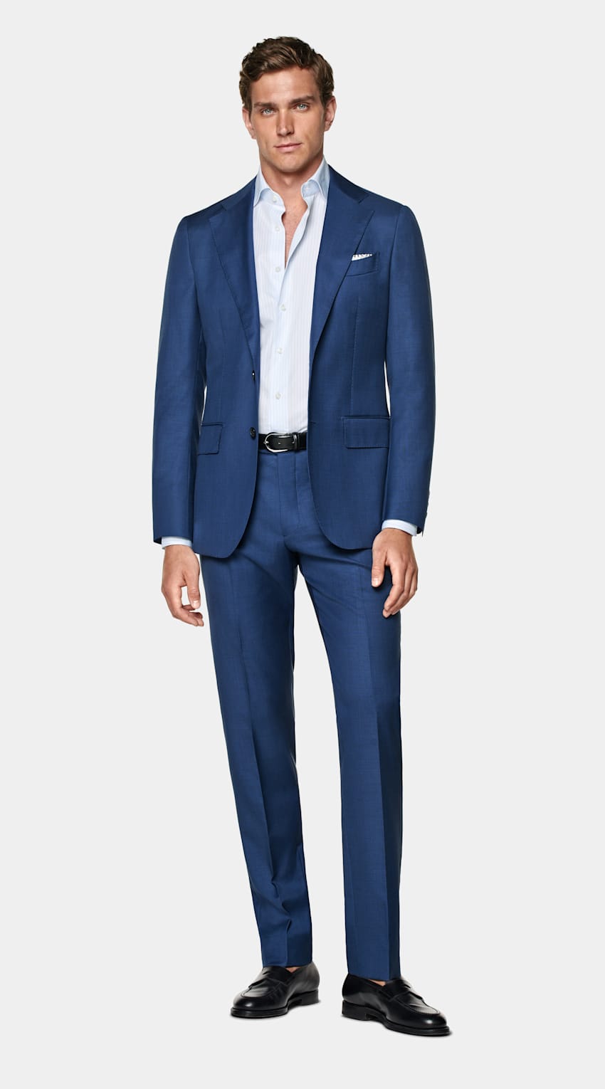 Mid Blue Tailored Fit Havana Suit Jacket in Pure S110 s Wool SUITSUPPLY SUITSUPPLY US