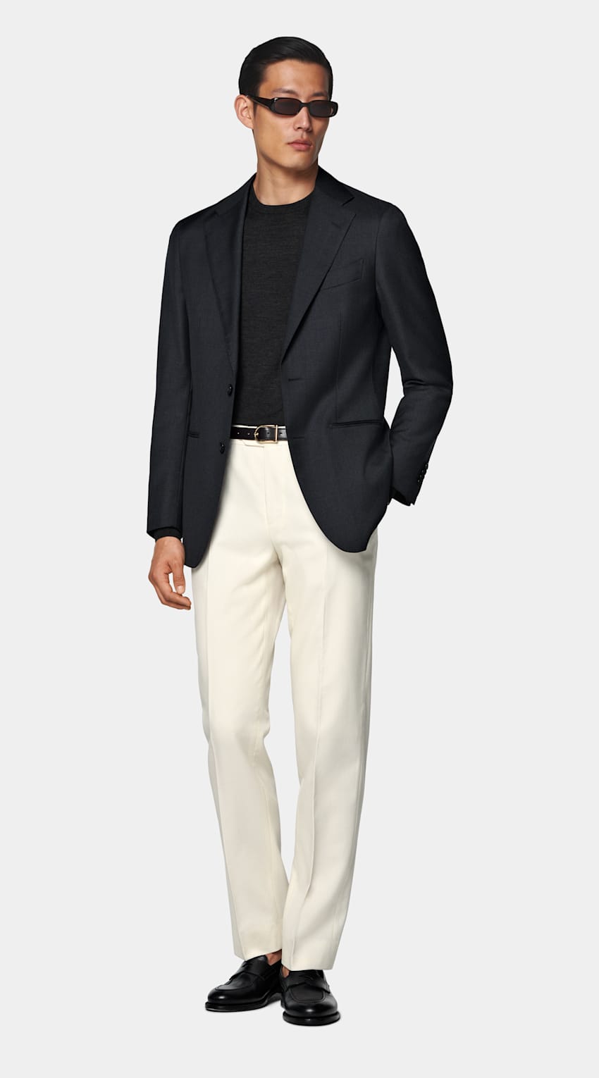 SUITSUPPLY All season Pure laine par Reda, Italie Veste de costume Perennial Havana coupe Tailored gris foncé