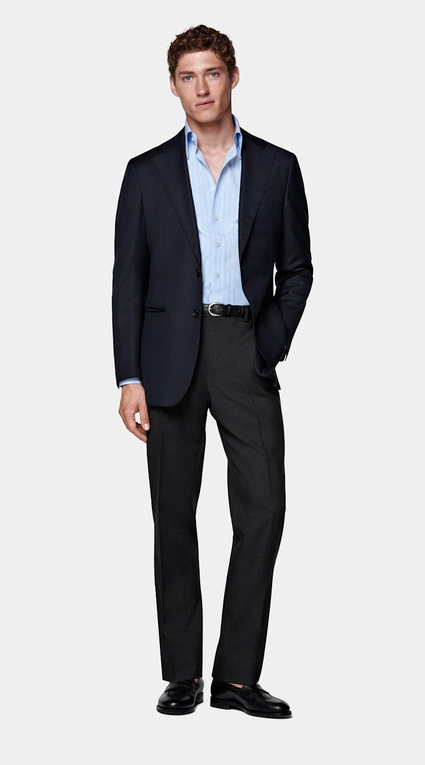 SUITSUPPLY All season Pure laine par Reda, Italie Veste de costume Perennial Havana coupe Tailored bleu marine