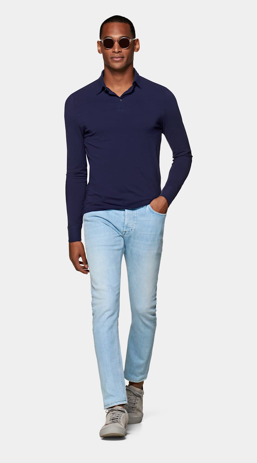 long sleeve polo outfit ideas