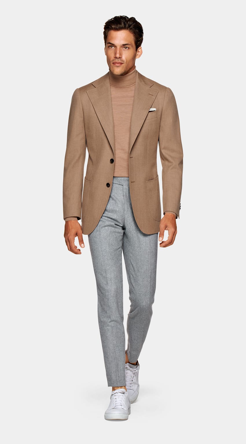 light brown turtleneck outfit