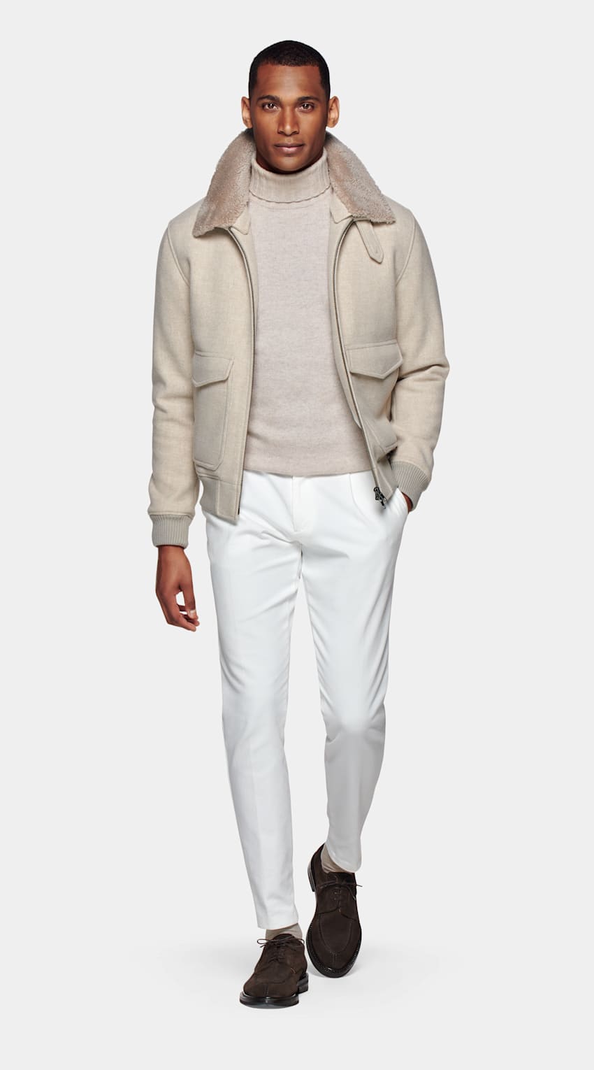 light brown turtleneck outfit