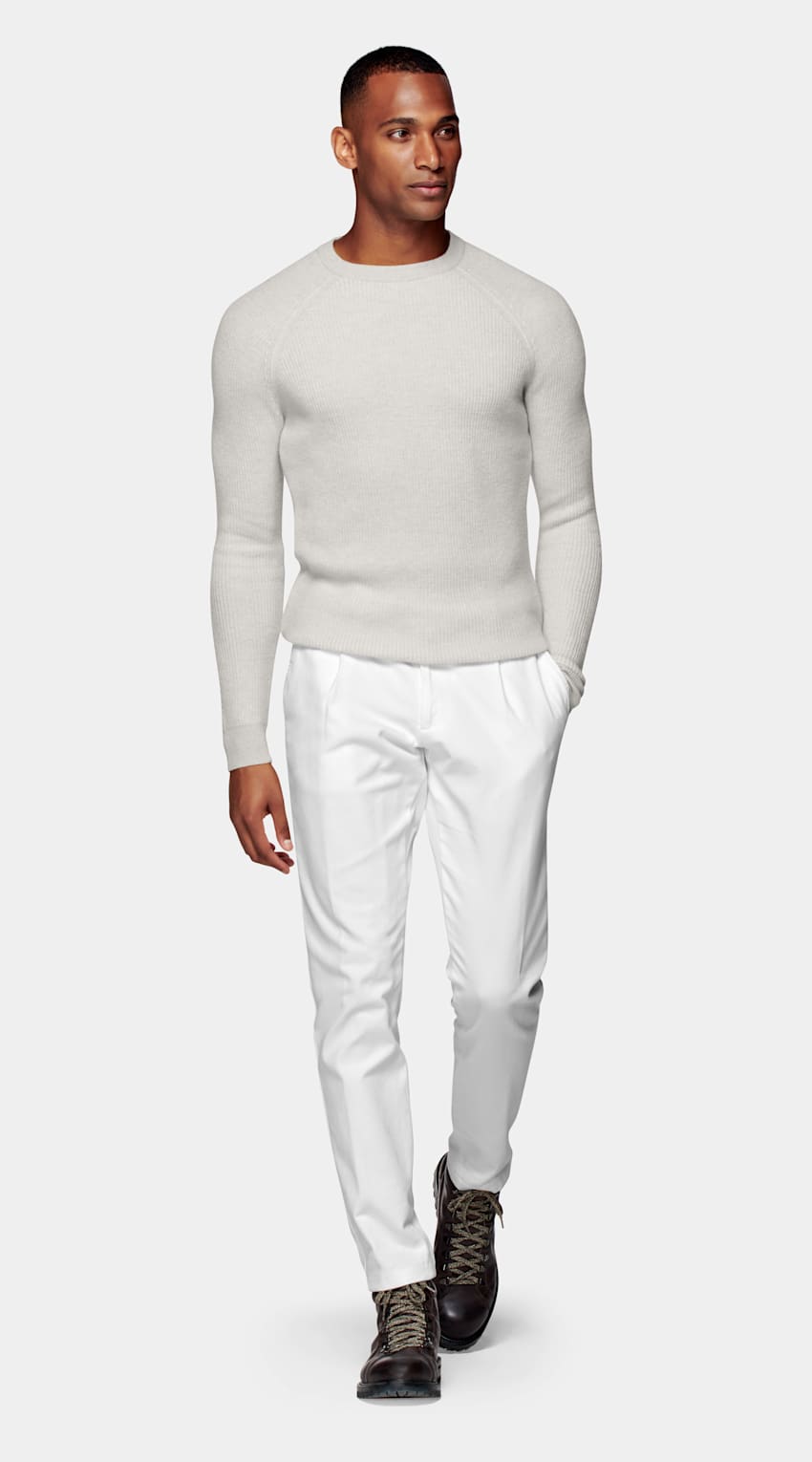 Light Brown Ribbed Crewneck | Pure 