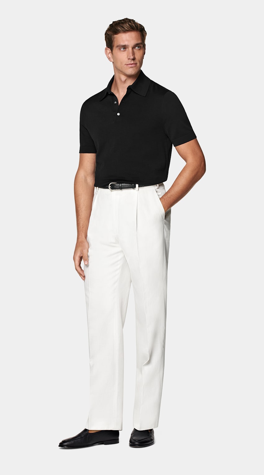 SUITSUPPLY Cotton Silk Black Polo