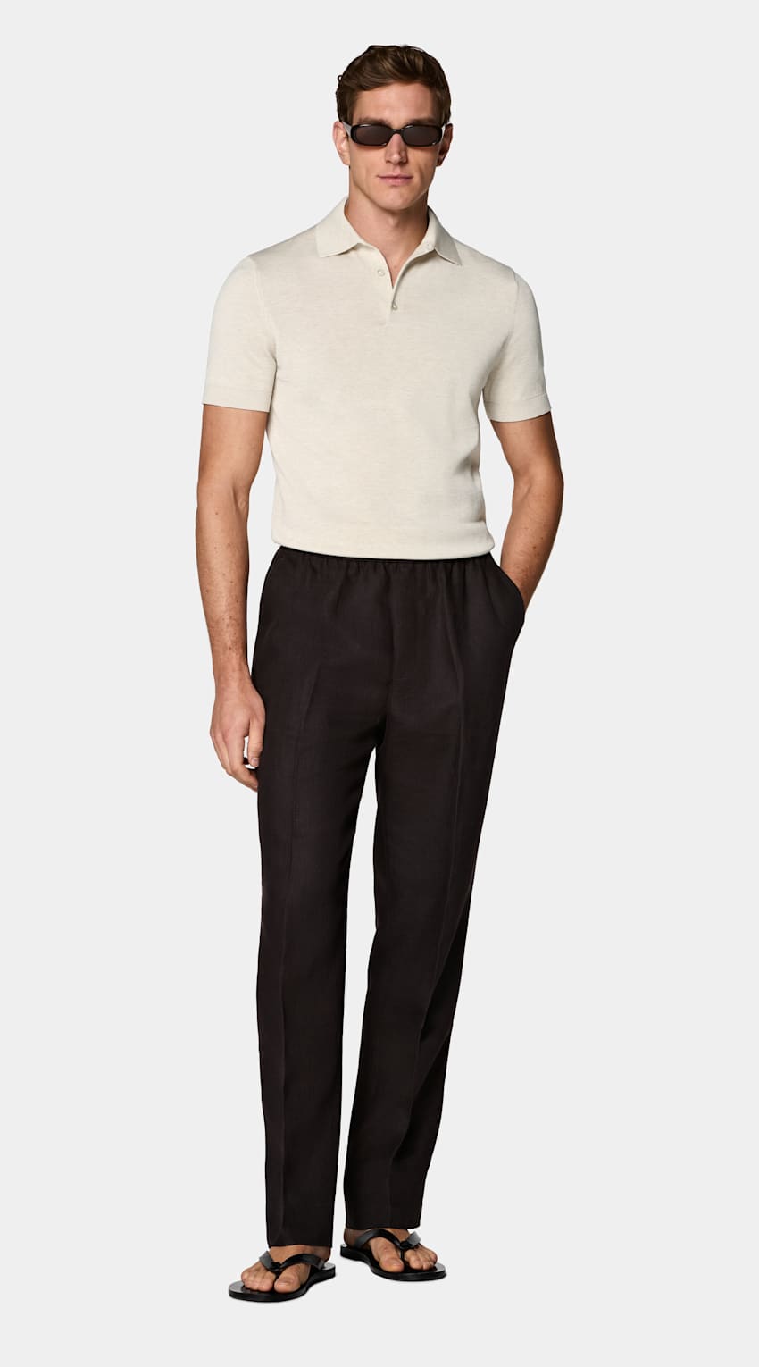 SUITSUPPLY Cotton Silk Light Brown Polo