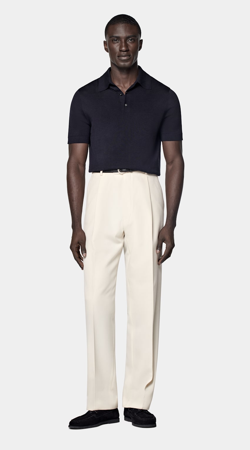 SUITSUPPLY Cotton Silk Navy Polo