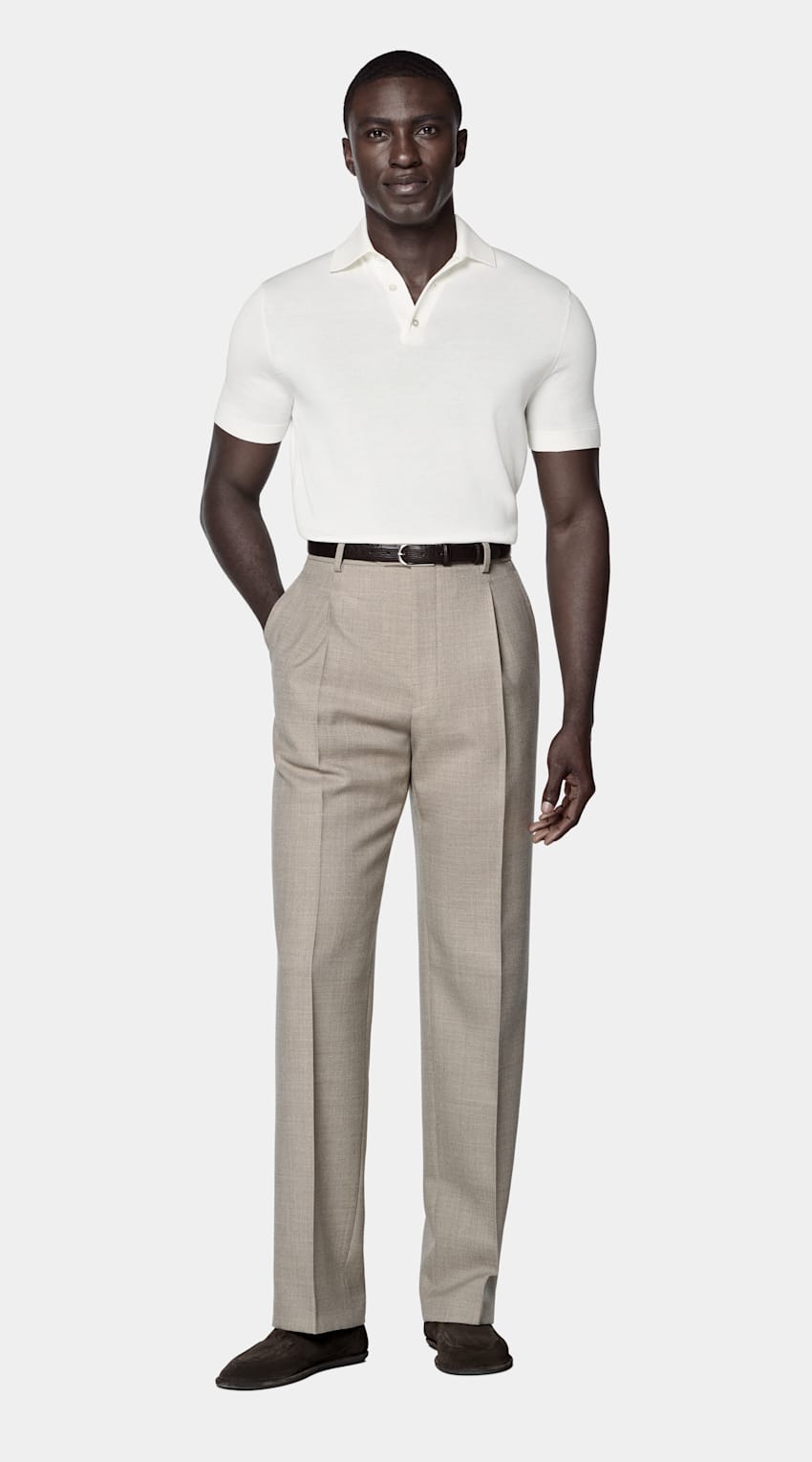 SUITSUPPLY Cotton Silk Off-White Polo