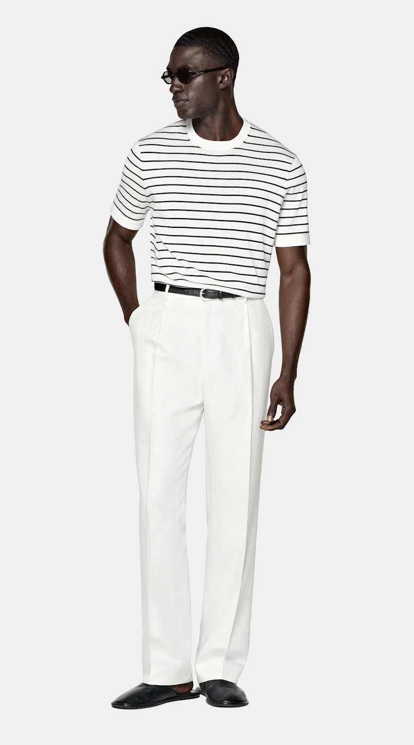SUITSUPPLY Cotton Silk Off-White Short Sleeve Crewneck