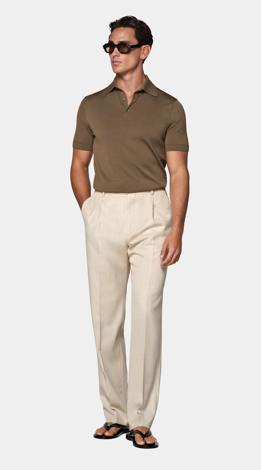 SUITSUPPLY Katoen-zijde Groen Poloshirt