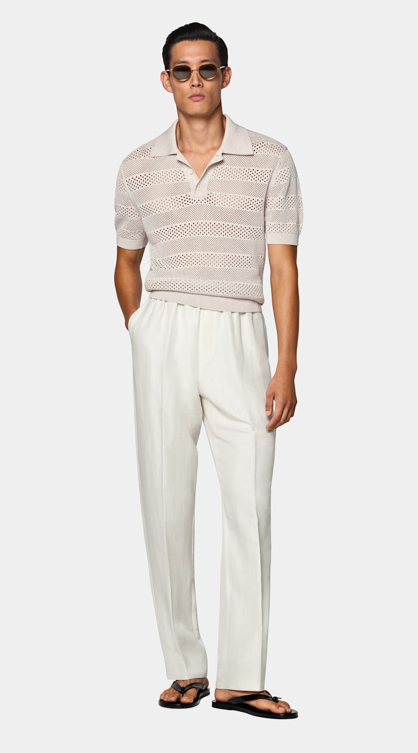 SUITSUPPLY 면 실크 샌드 크로셰 폴로