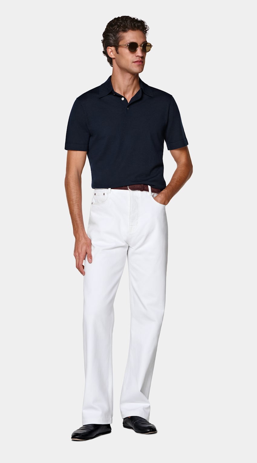 SUITSUPPLY Pure Cashmere Blue Polo