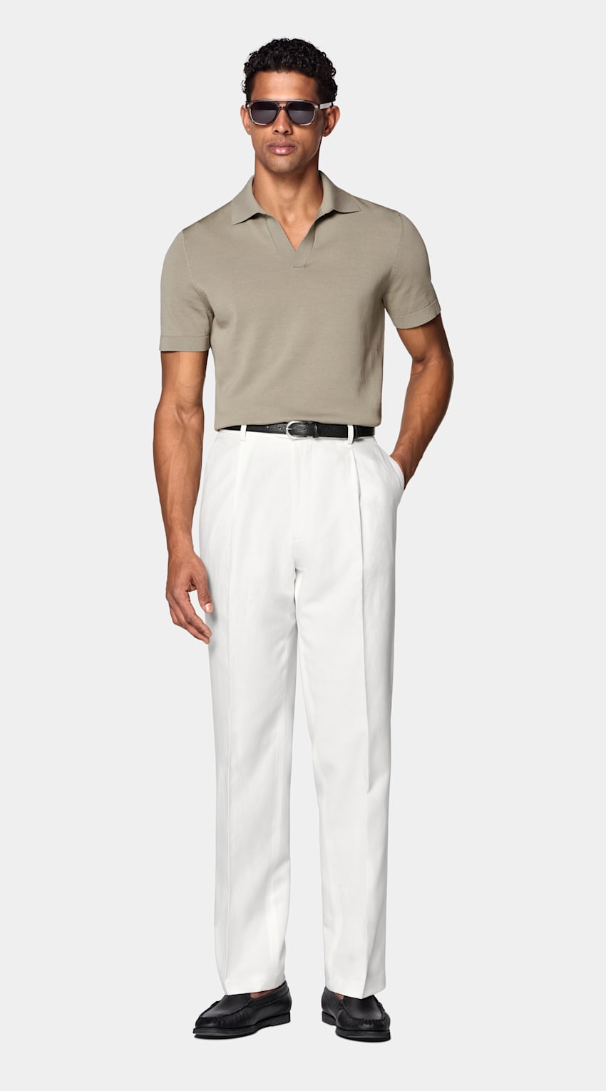 SUITSUPPLY Pure Cotton Green Buttonless Polo