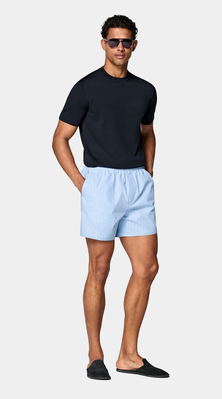SUITSUPPLY Pure Cotton Navy Short Sleeve Crewneck