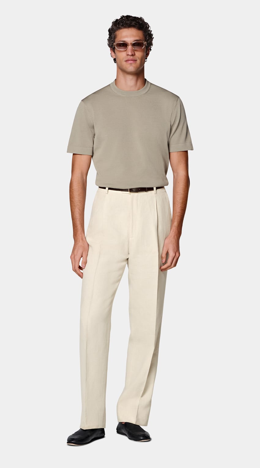 SUITSUPPLY Pure Cotton Green Short Sleeve Crewneck