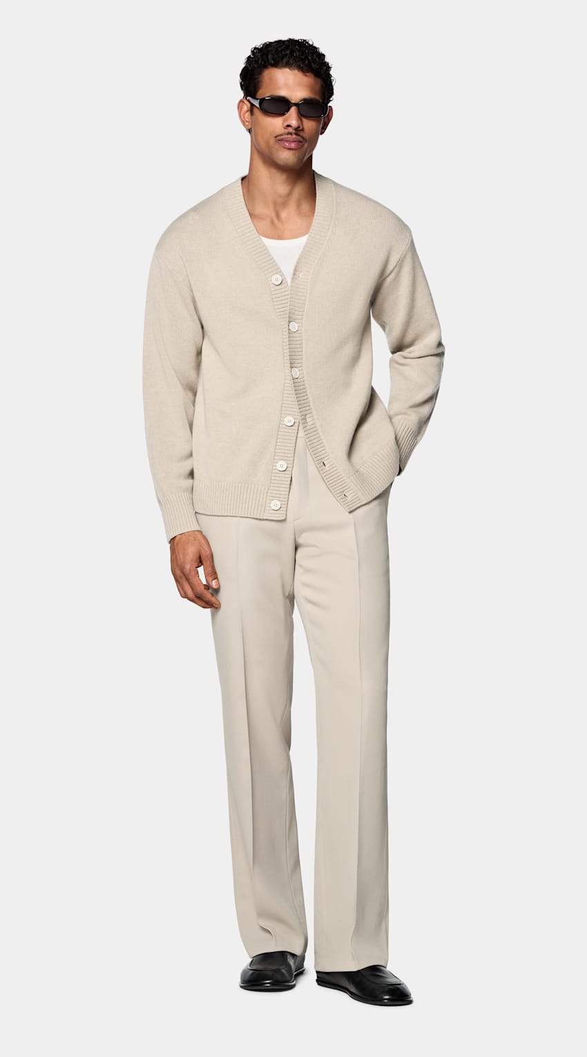 SUITSUPPLY Reines Kaschmir Cardigan Hellbraun