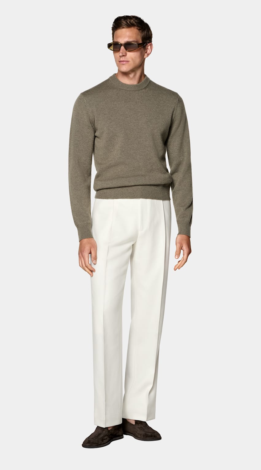 SUITSUPPLY Puro cachemir Cuello a la caja verde medio