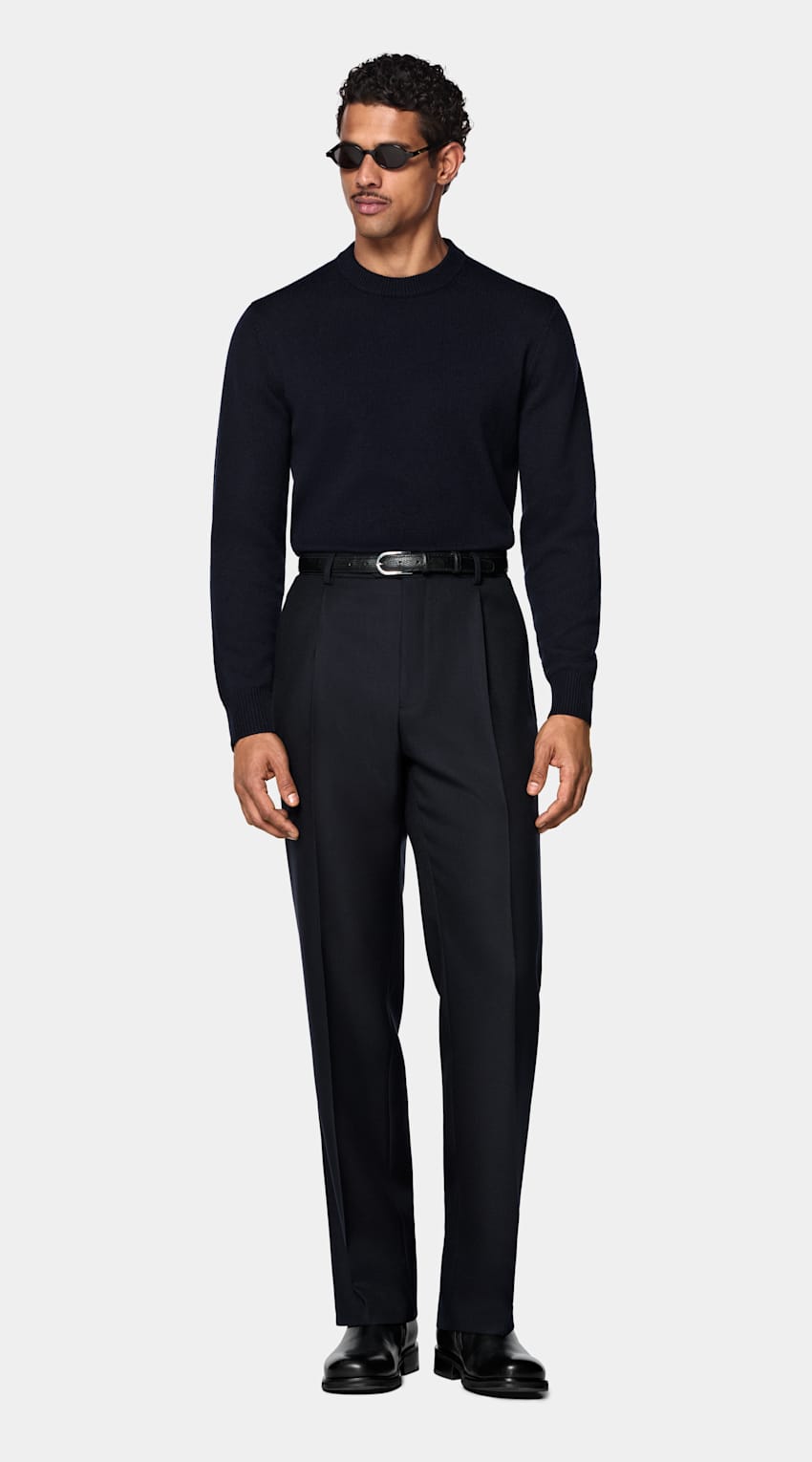SUITSUPPLY Pure Cashmere Navy Crewneck