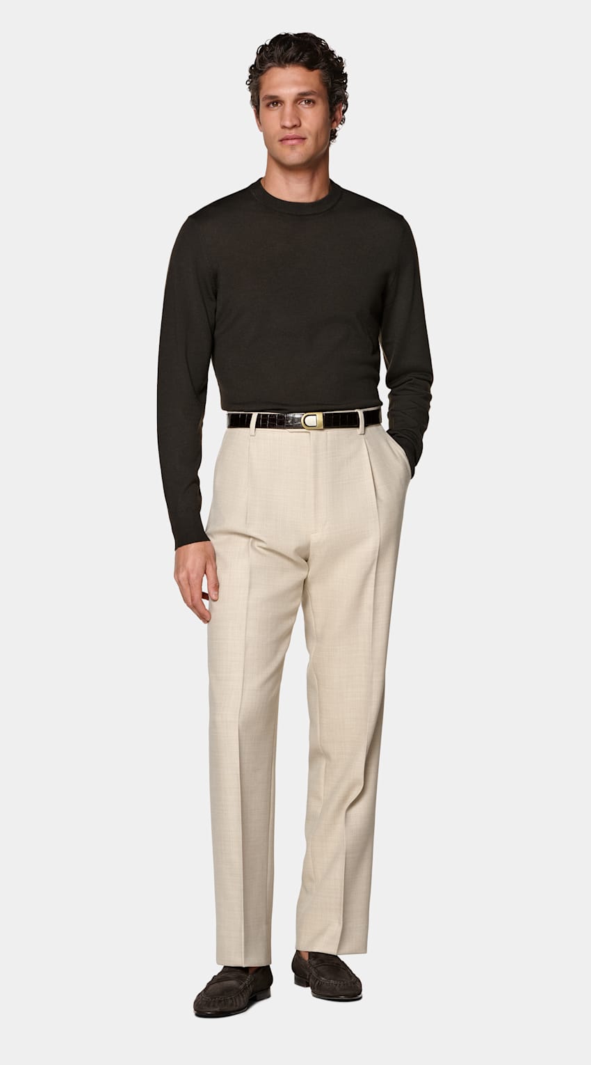 SUITSUPPLY Pure Wool Dark Brown Merino Crewneck