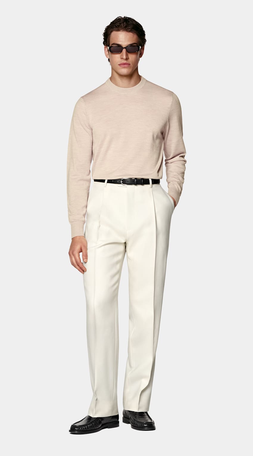 SUITSUPPLY Pure Wool Light Brown Merino Crewneck