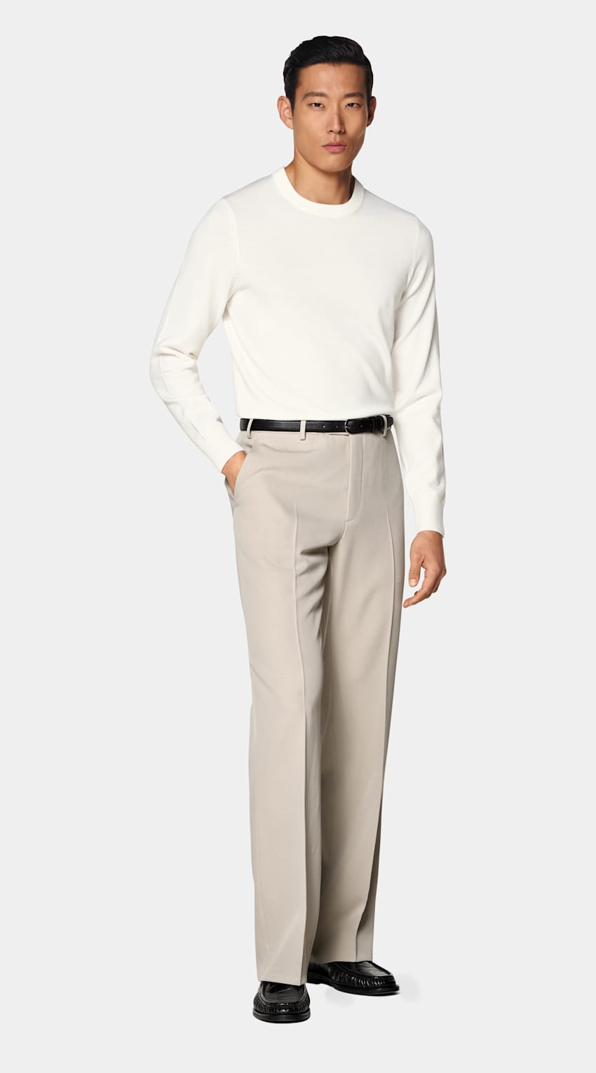 SUITSUPPLY Pure Wool Off-White Merino Crewneck