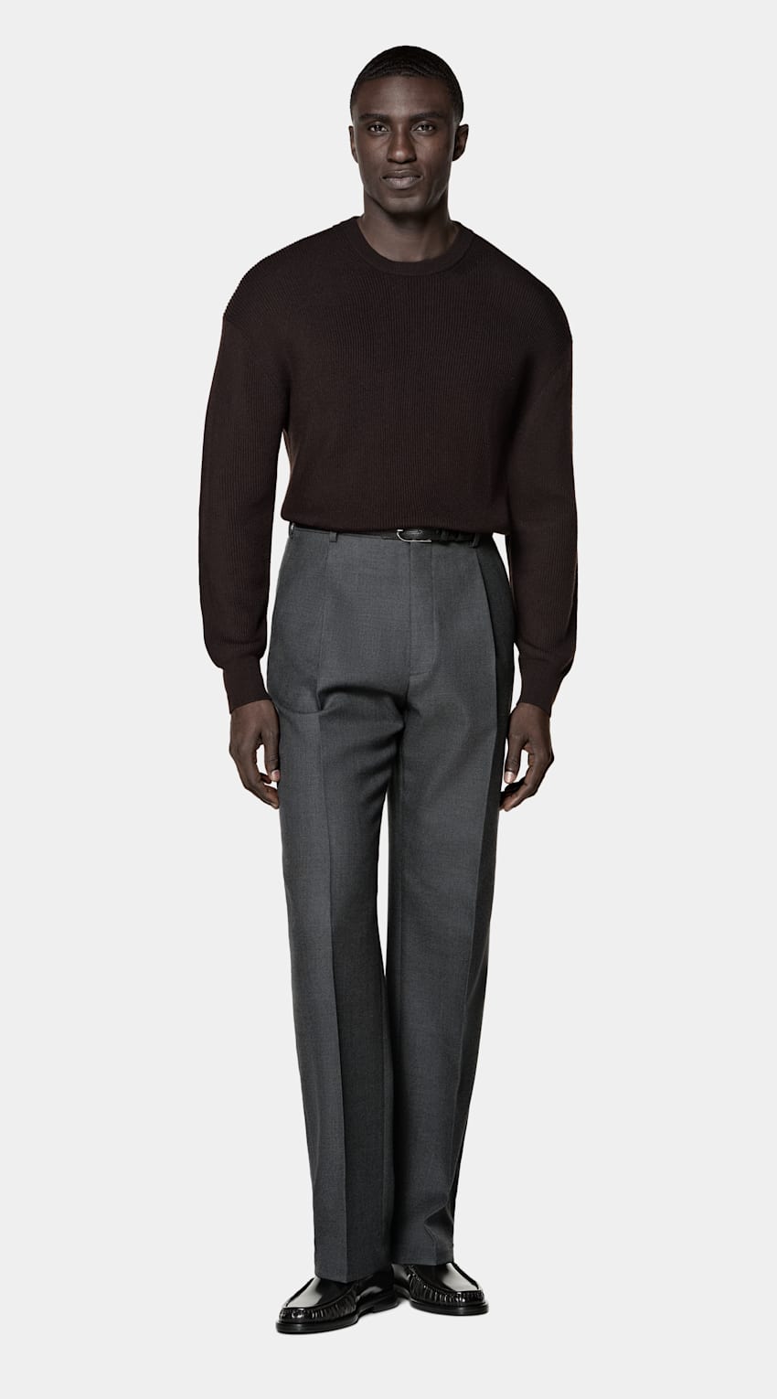 SUITSUPPLY Pure Wool Dark Purple Merino Crewneck