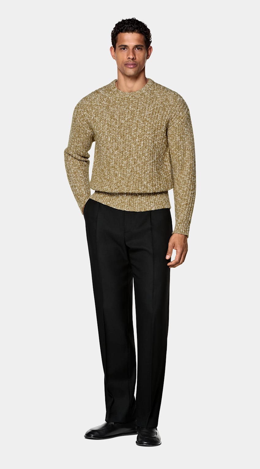 SUITSUPPLY Wool Cotton Mid Yellow Crewneck