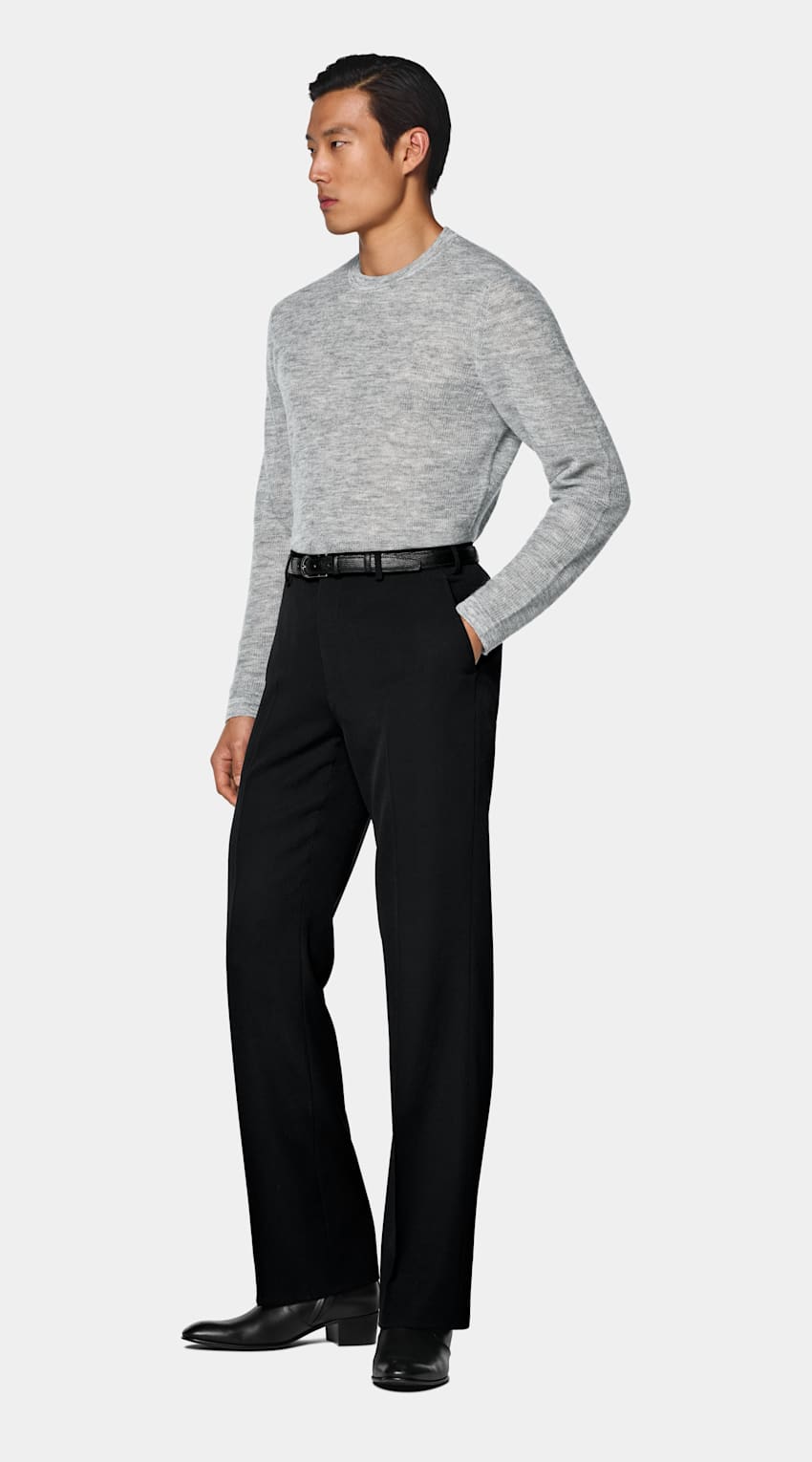 SUITSUPPLY Mohair Wool Blend Mid Grey Crewneck