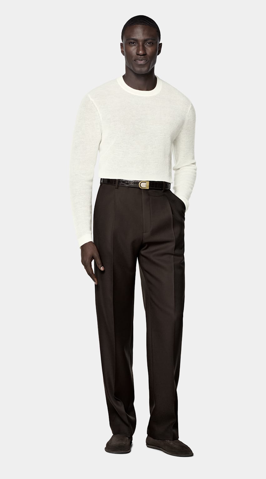 SUITSUPPLY Mohair Wool Blend Off-White Crewneck