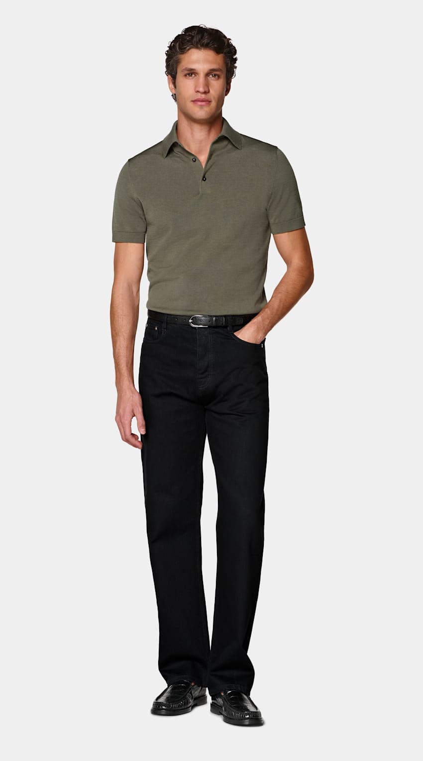 SUITSUPPLY Cotton Silk Mid Green Polo