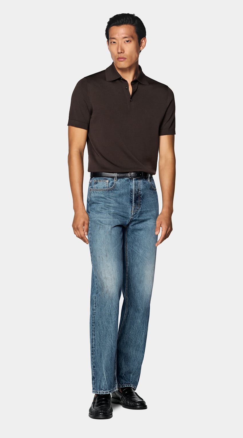 SUITSUPPLY Cotton Silk Dark Red Polo