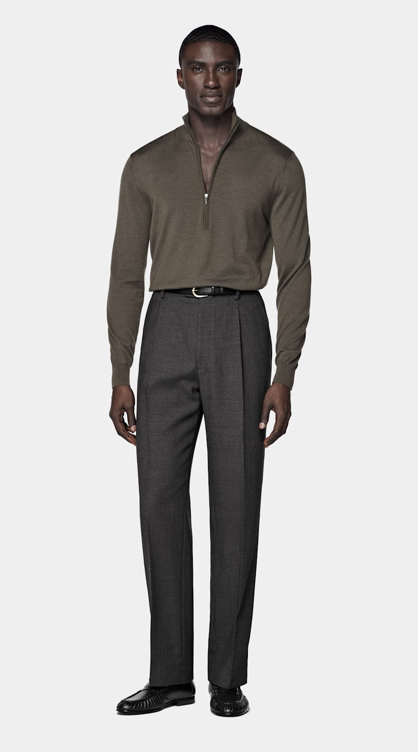 SUITSUPPLY Pure Wool Green Half Zip