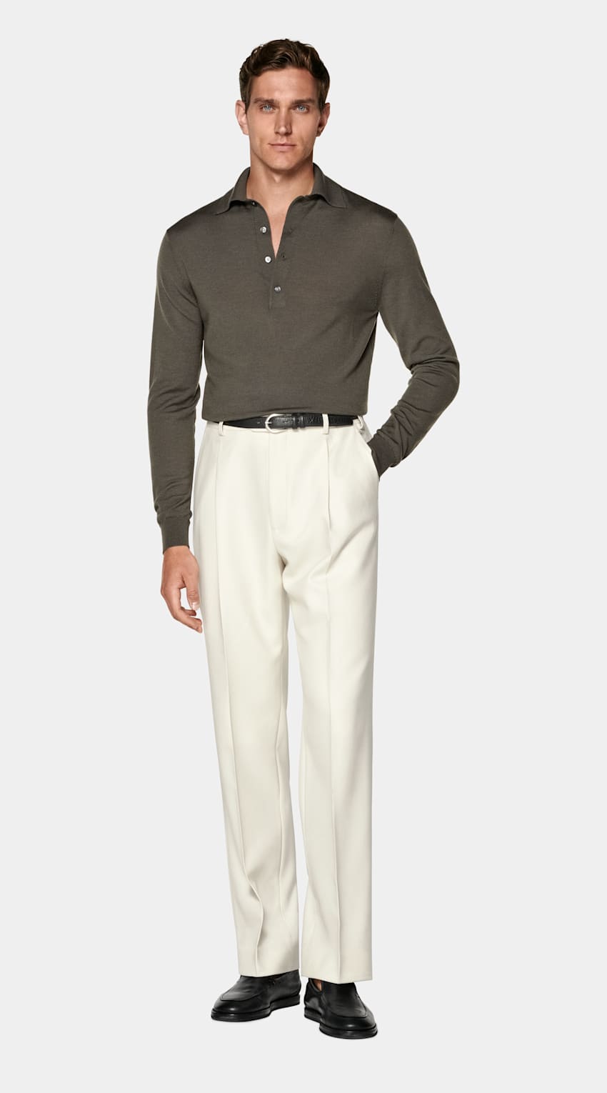 SUITSUPPLY 羊毛 绿色长袖Polo衫