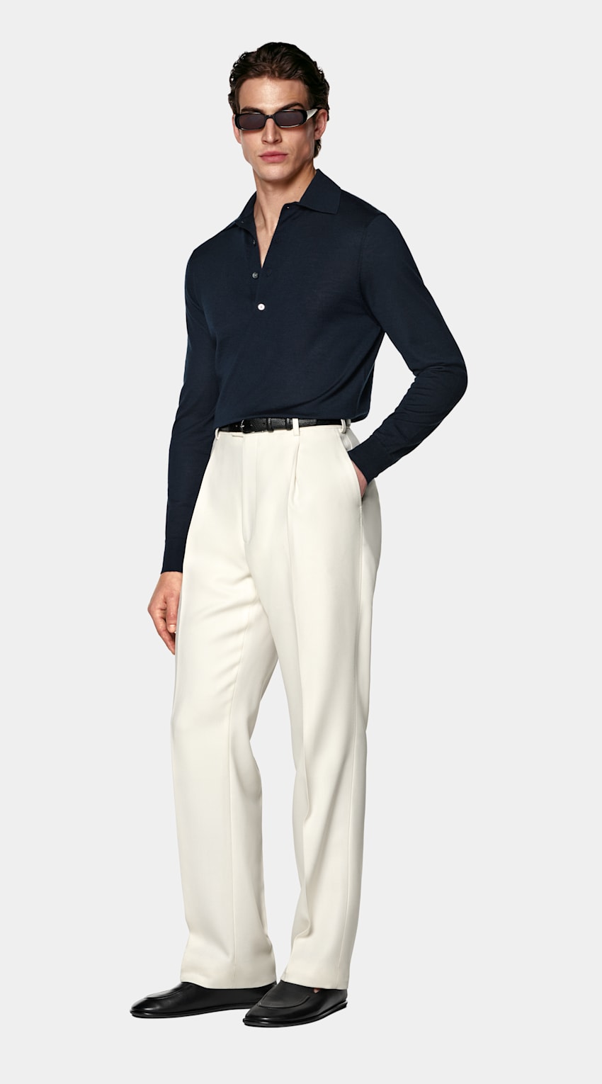 SUITSUPPLY Pur cachemire Polo manches longues bleu