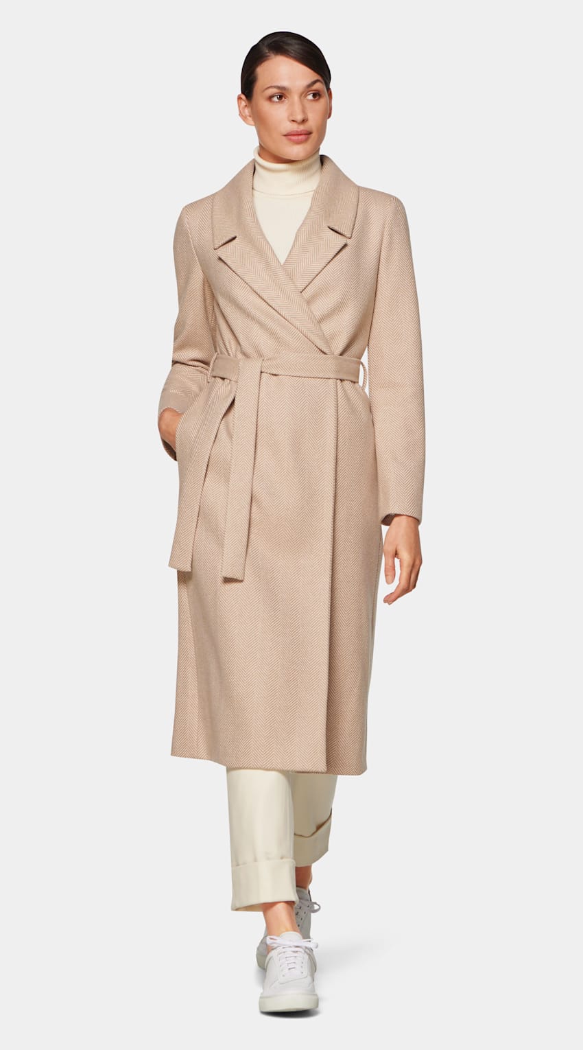 Camel herringbone coat clearance