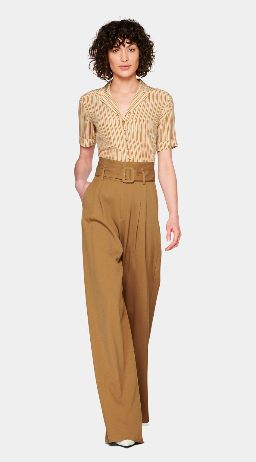 Camel silk blouse clearance
