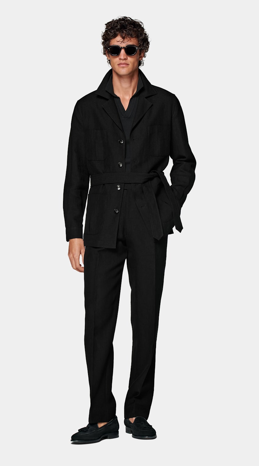 SUITSUPPLY Pure Linen by Rogna, Italy Black Casual Set