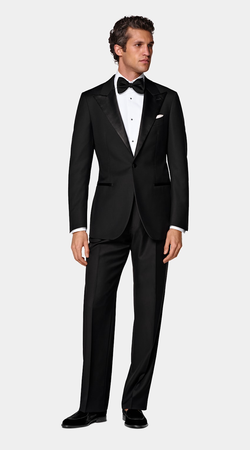 SUITSUPPLY All Season Pure S110's Wool by Vitale Barberis Canonico, Italy Black Tailored Fit Havana Tuxedo