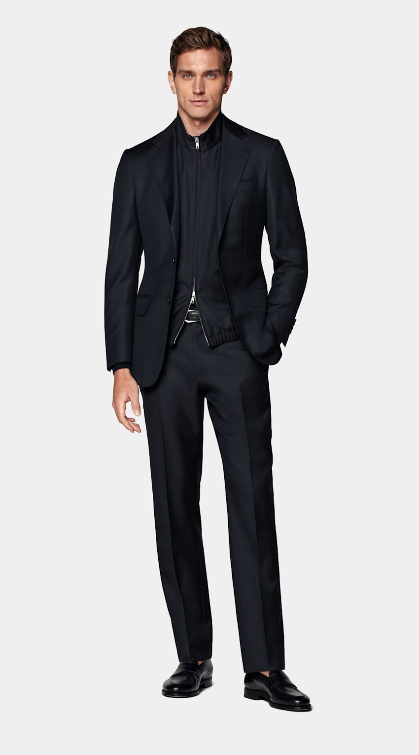 SUITSUPPLY All Season Pure S110's Wool by Vitale Barberis Canonico, Italy Navy Tailored Fit Havana Suit